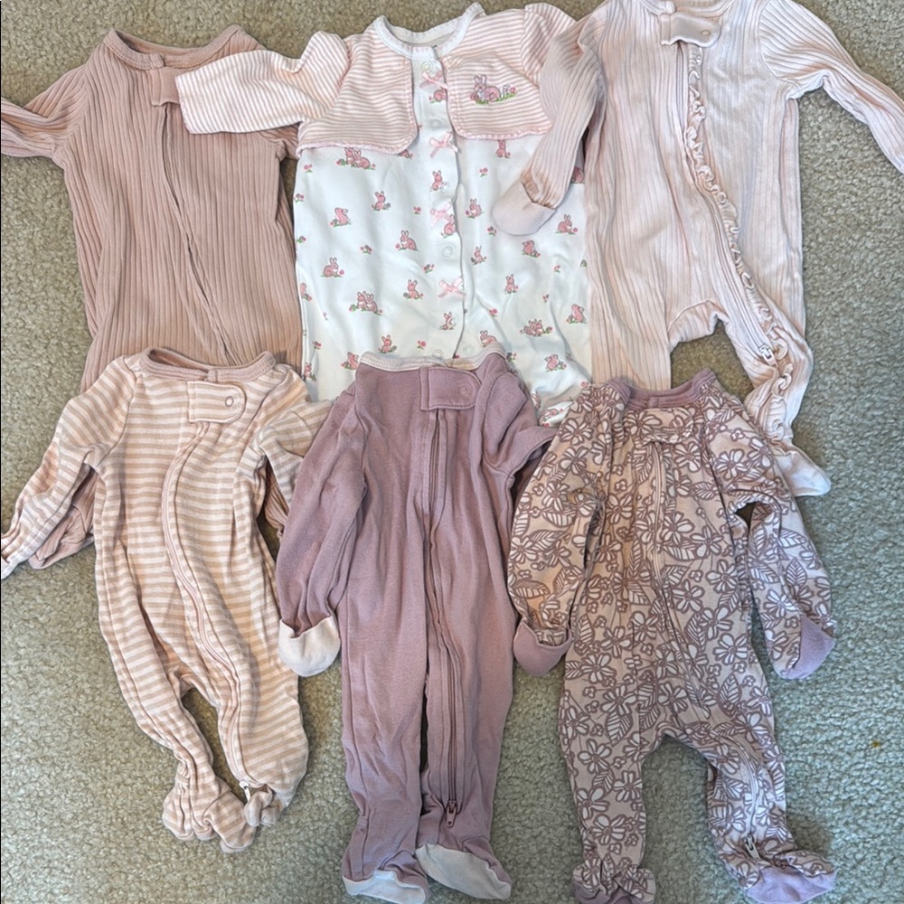 Baby girl newborn zip sleeper bundle cloud island